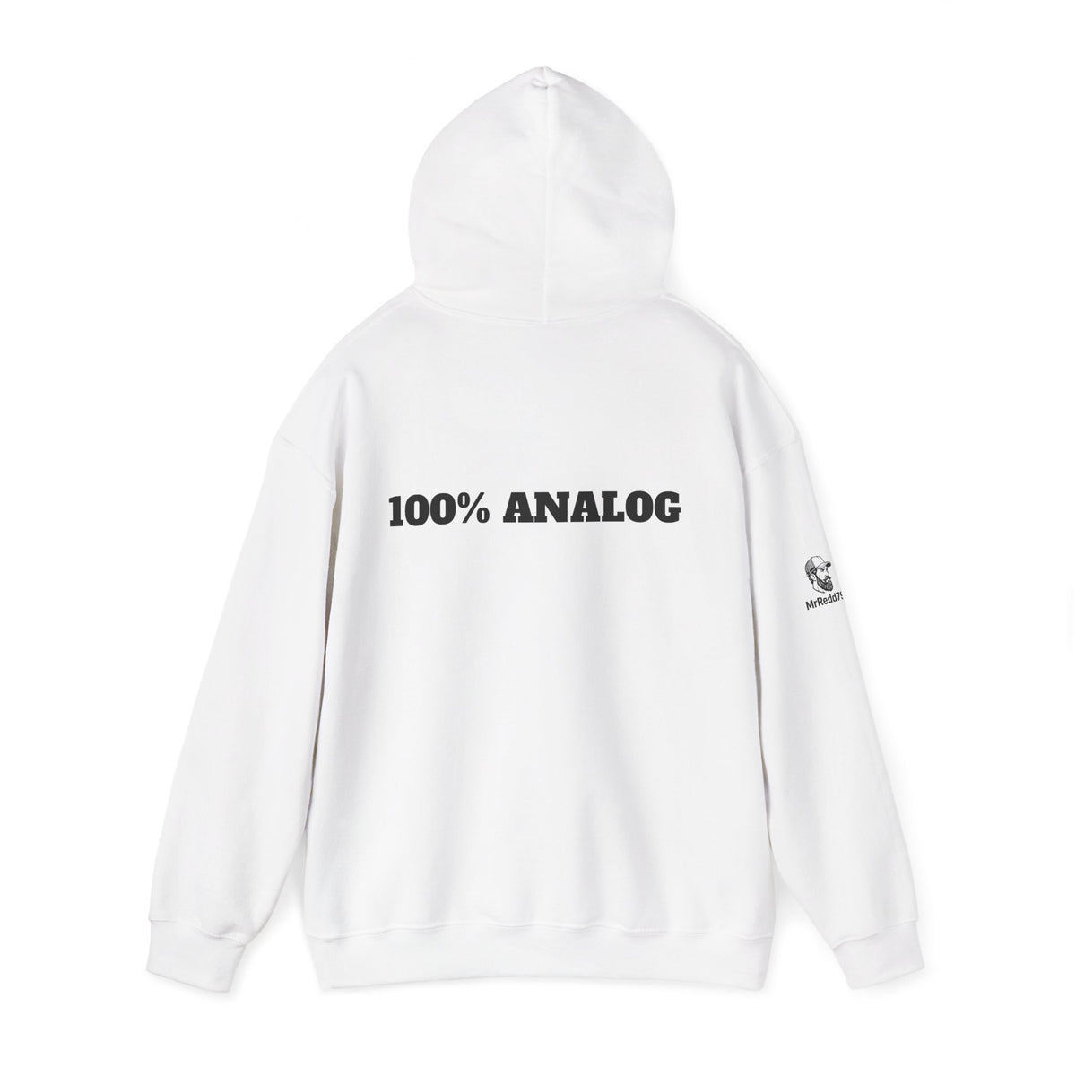 "100% ANALOG" Hoodie — Retro Play/Pause Media Controls Sweatshirt