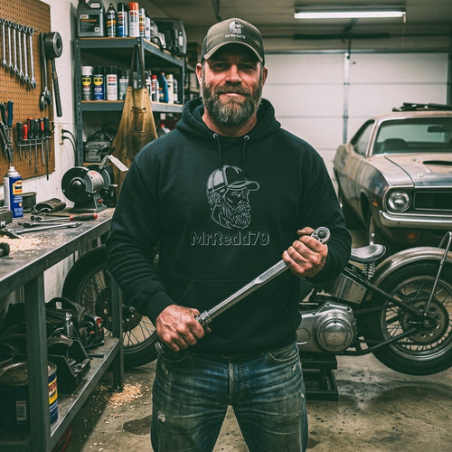 Badass Beard Hoodie — "Just Beard, Boots & Badassery" Graphic Sweatshirt