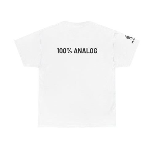 "100% ANALOG"  —  Graphic T‑Shirt with Play/Pause Icons